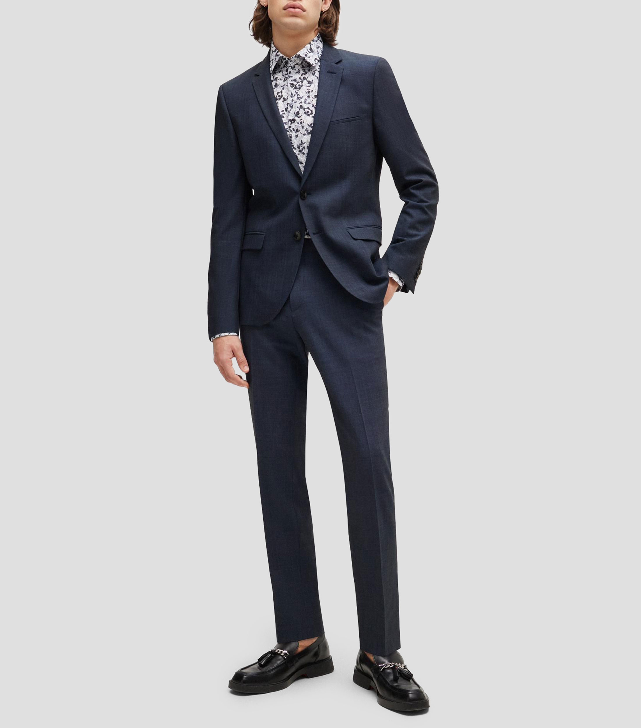 Saco extra slim de sarga elástica Hombre
